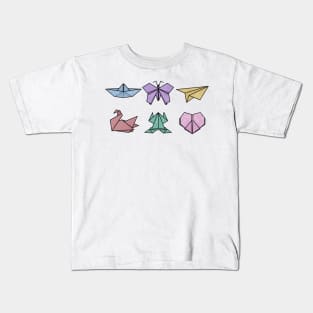 Colorful Origami Figures Kids T-Shirt